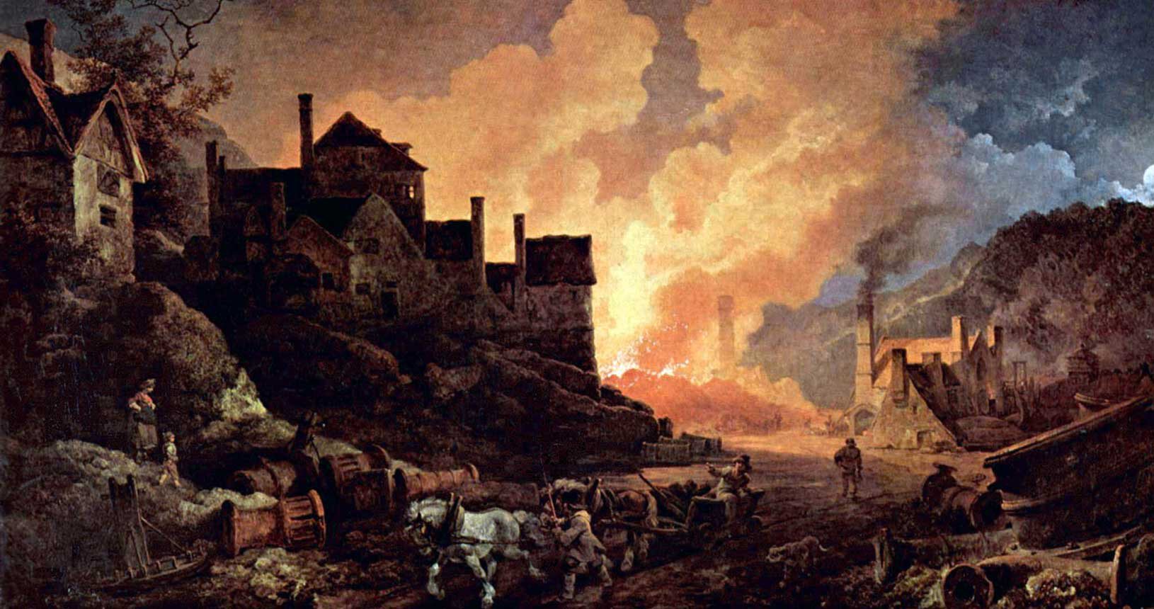 Coalbrookdale (England) im Jahr 1801, Gemälde von Philip James de Loutherbourg (1740–1812) - Public Domain