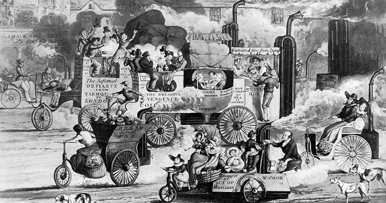 "A View in Whitechapel Road" (1831), Karikatur von Henry Thomas Alken (1785-1851) in Londoner Tageszeitung - Public Domain